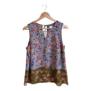 CAbi Multicolor Floral 5354 Penelope Sleeveless Tank Keyhole Neck Womens Size M